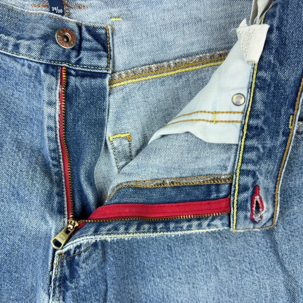 VTG Tommy Jeans Denim Mens 34x30 Light Wash Straight Leg 90s Y2K Made in Mexico